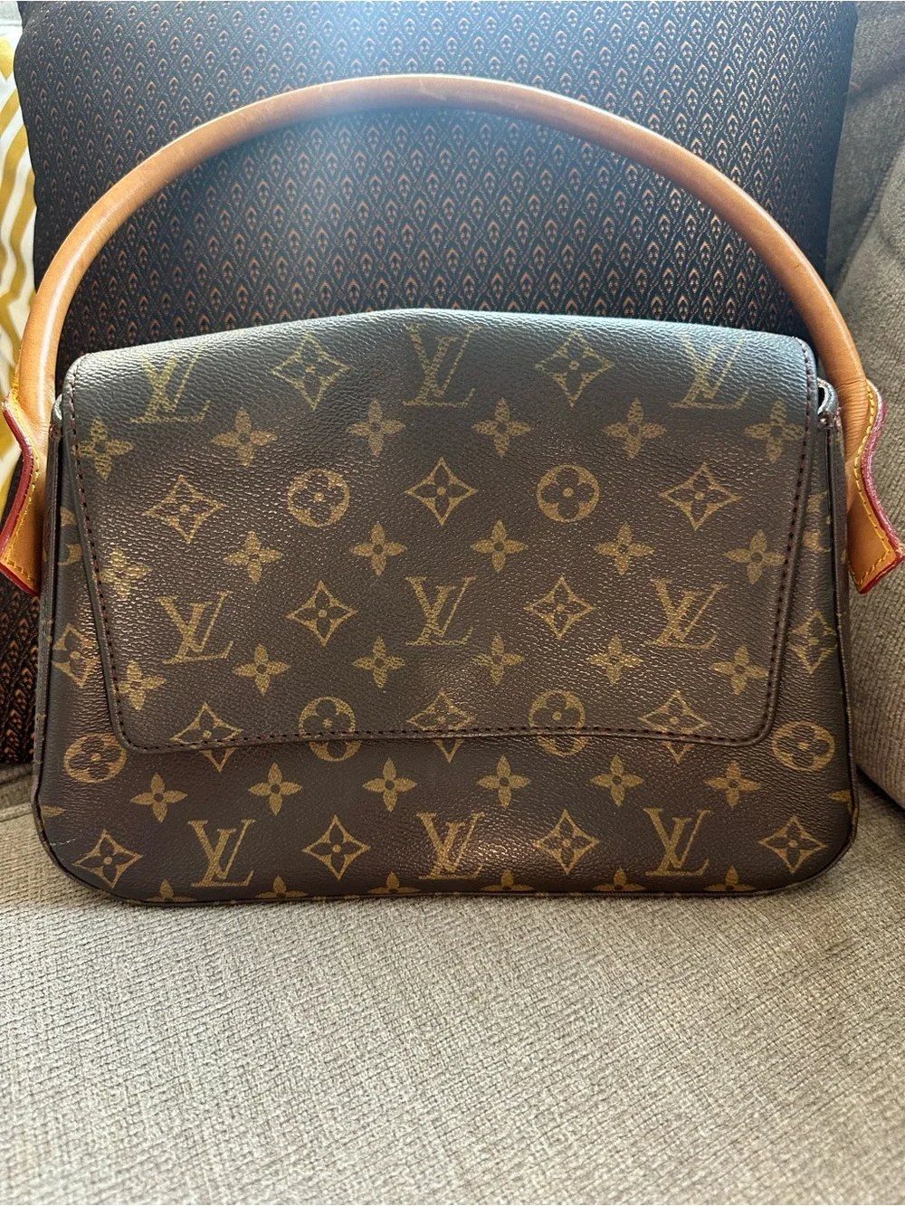 Louis Vuitton Brown Monogram Canvas Shoulder Bag Looping 90s Vintage
